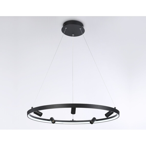 Светильник светодиодный управляемый подвесной с дополнительной подсветкой FL5289/1+5 BK черный 72W 3000K/4200K/6400K+4200K D700*1200 (ПДУ ИК), фото , изображение 4