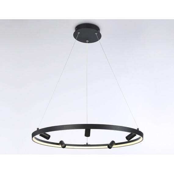 Светильник светодиодный управляемый подвесной с дополнительной подсветкой FL5289/1+5 BK черный 72W 3000K/4200K/6400K+4200K D700*1200 (ПДУ ИК), фото , изображение 5