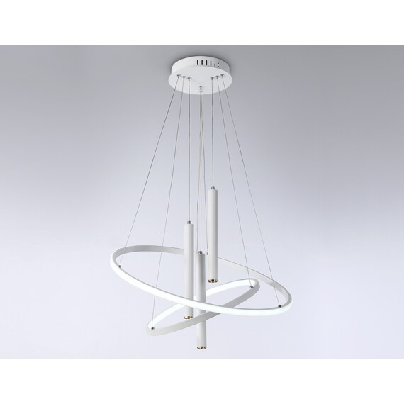 Светильник светодиодный подвесной с пультом FL5371/2+3 WH белый 93W 3000K/4200K/6400K+4200K D600/400*1200 (ПДУ ИК), фото , изображение 4