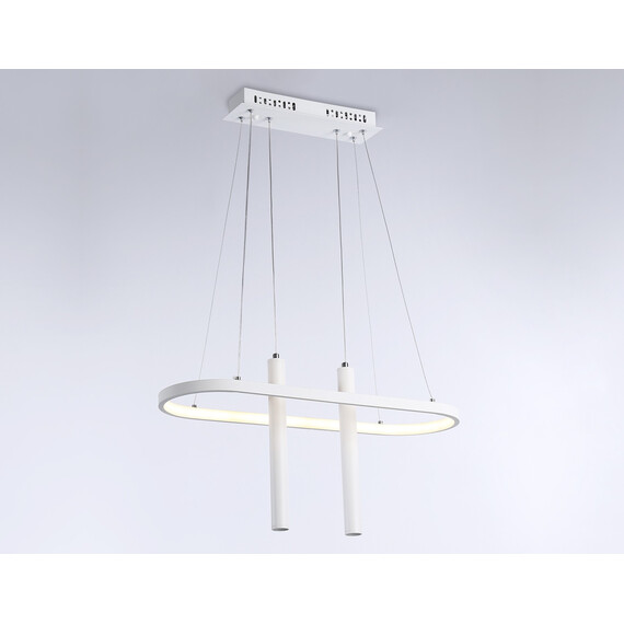 Светильник светодиодный подвесной с пультом FL5383/1+2 WH белый 43W 3000K/4200K/6400K+4200K 600*200*1200 (ПДУ ИК), фото , изображение 5