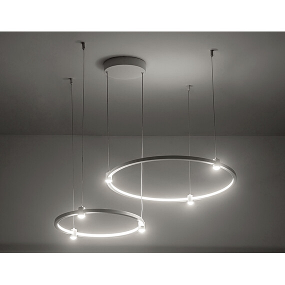 Светильник подвесной светодиодный FL5521/2+6 WH белый 45W 3000K/4200K/6400K D600/400*1300 (без ПДУ), фото , изображение 3