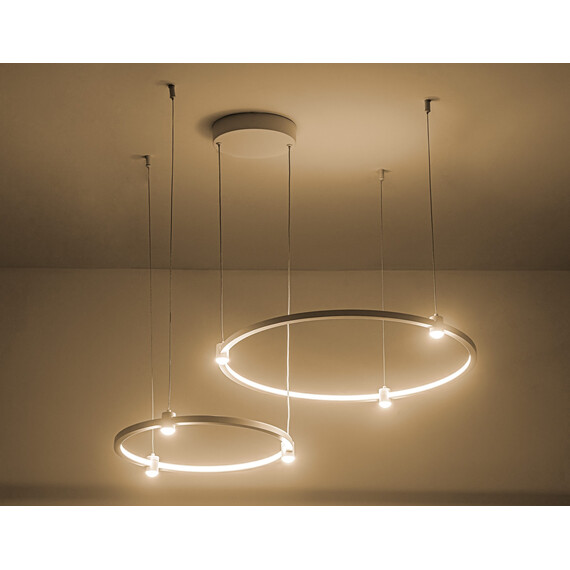 Светильник подвесной светодиодный FL5521/2+6 WH белый 45W 3000K/4200K/6400K D600/400*1300 (без ПДУ), фото , изображение 4