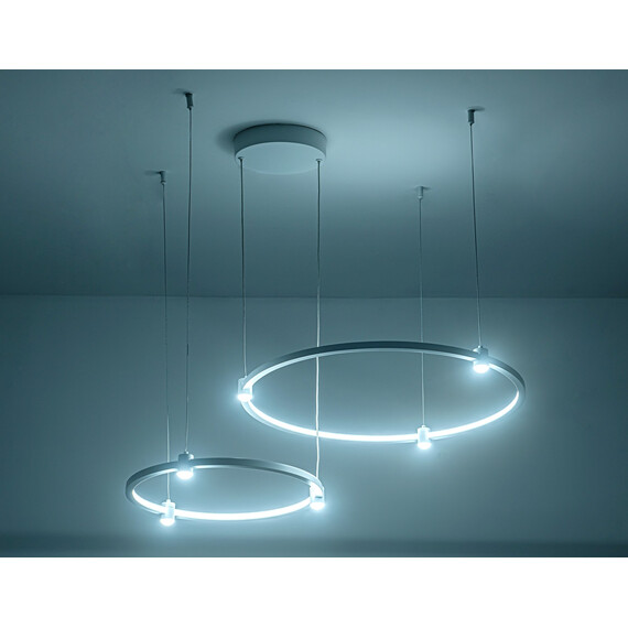 Светильник подвесной светодиодный FL5521/2+6 WH белый 45W 3000K/4200K/6400K D600/400*1300 (без ПДУ), фото , изображение 5