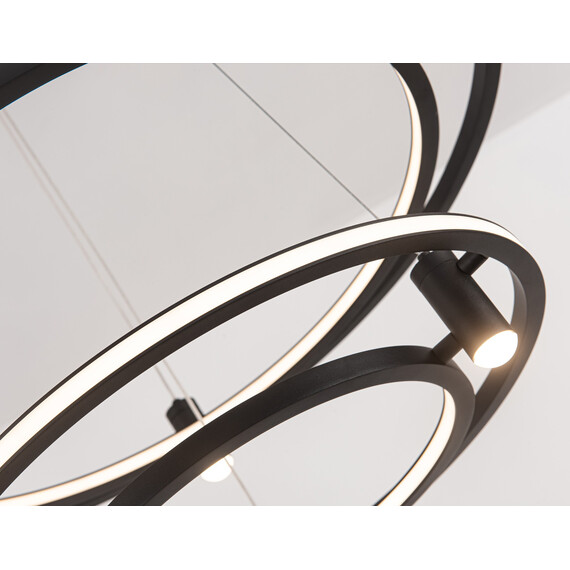 Светильник подвесной светодиодный FL5544/2+6 BK черный 90W 3000K/4200K/6400K D600/400*1300 (без ПДУ), фото , изображение 7