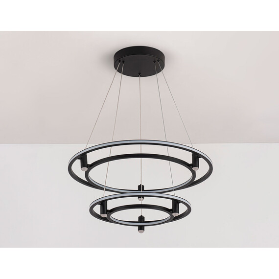 Светильник подвесной светодиодный FL5544/2+6 BK черный 90W 3000K/4200K/6400K D600/400*1300 (без ПДУ), фото , изображение 6