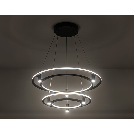 Светильник подвесной светодиодный FL5544/2+6 BK черный 90W 3000K/4200K/6400K D600/400*1300 (без ПДУ), фото , изображение 3