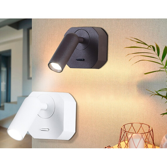 Настенный светодиодный светильник с выключателем FW282 SWH белый песок LED 4200K 3W 66*66*65, фото , изображение 4