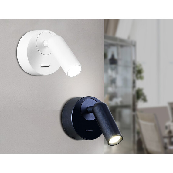 Настенный поворотный светодиодный светильник с выключателем FW280 SWH белый песок LED 4200K 3W 70*70*65, фото , изображение 4