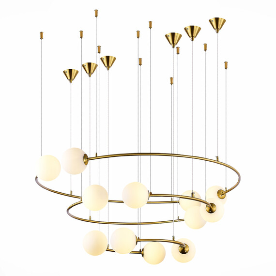 SL1186.303.12 Светильник подвесной ST-Luce Латунь/Молочный G9 12*5W ARKOS, фото 