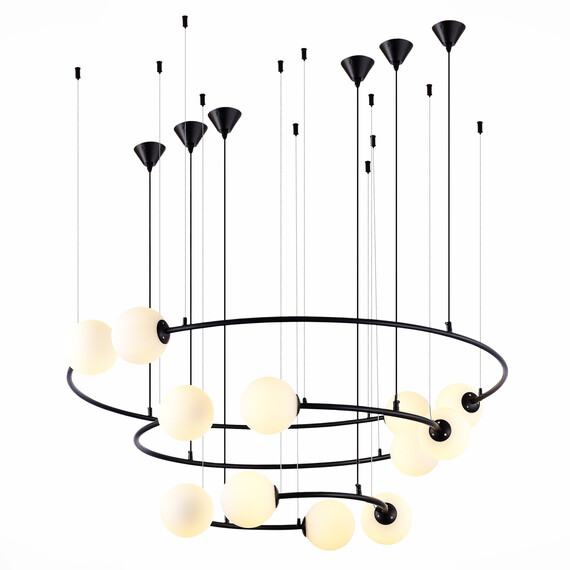 SL1186.403.12 Светильник подвесной ST-Luce Черный/Молочный G9 12*5W ARKOS, фото 