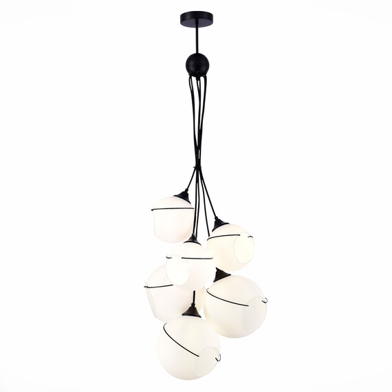 SLE103143-06 Светильник подвесной Черный/Белый E27 6*60W SATTURO, фото 