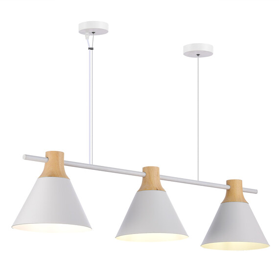 SLE125103-03 Светильник подвесной Белый/Белый, Светлое дерево E14 3*40W MODICA, фото , изображение 3