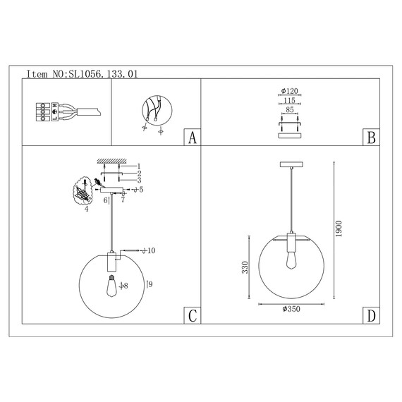 SL1056.133.01 Подвес ST-Luce Хром/Прозрачный E27 1*60W NOOR, фото , изображение 2